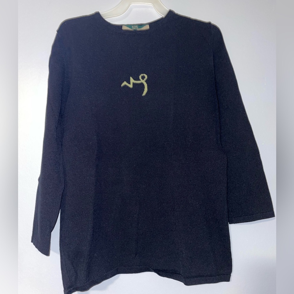 🐐525 America Black Sweater with Embroidered Detail of Capricorn Zodiac Sign